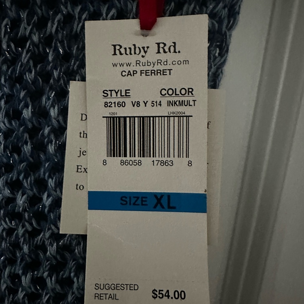NWT Ruby Rd. Textured Blue Cardigan - Picture 4 of 4